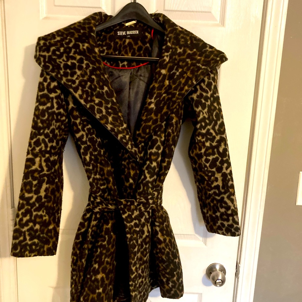 Steve Madden Leopard Print Wrap Coat